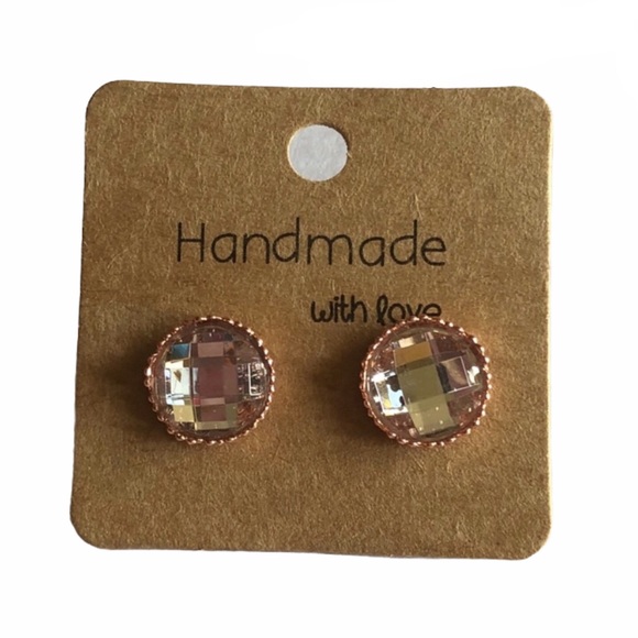 Clear Rhinestone Rose Gold Crown Stud Earrings! - Picture 11 of 16